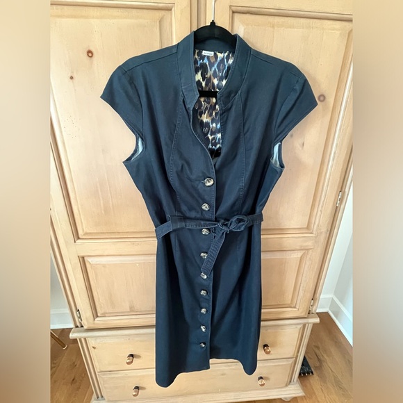 Blue denim button down dress - Picture 1 of 7